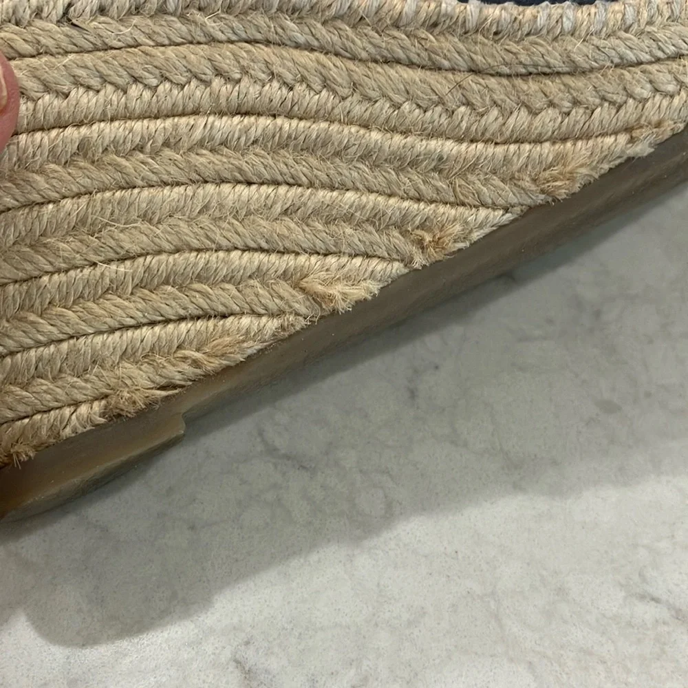 Softwalk Hartley Navy Leather Wedge‎ Espadrille Sandals W/Box Sz 7.5- EUC - Picture 15 of 15